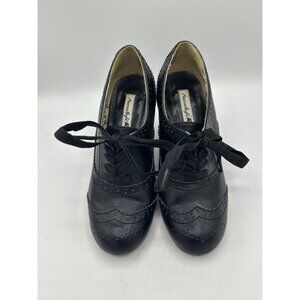 American Eagle Womens Ankle Boots Lace Up Heels Black Wingtip Y2K Shoes Size 7